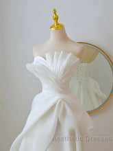 A-Line White Organza Long Evening Prom Dresses, White Long Formal Dresses